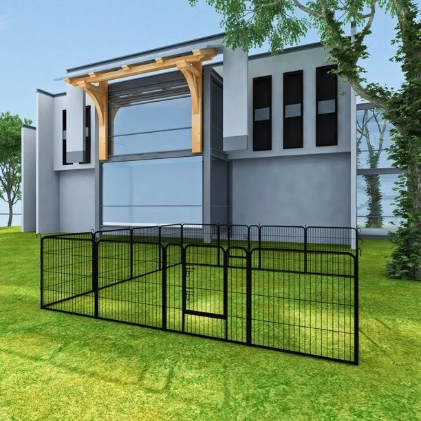 16 Panels Large Indoor Metal Pet Fence