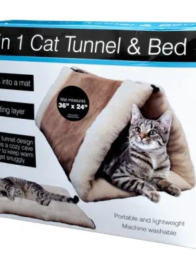 2 In 1 Cat Tunnel &amp; Bed with Heating Layer (Available in a pack of 1)