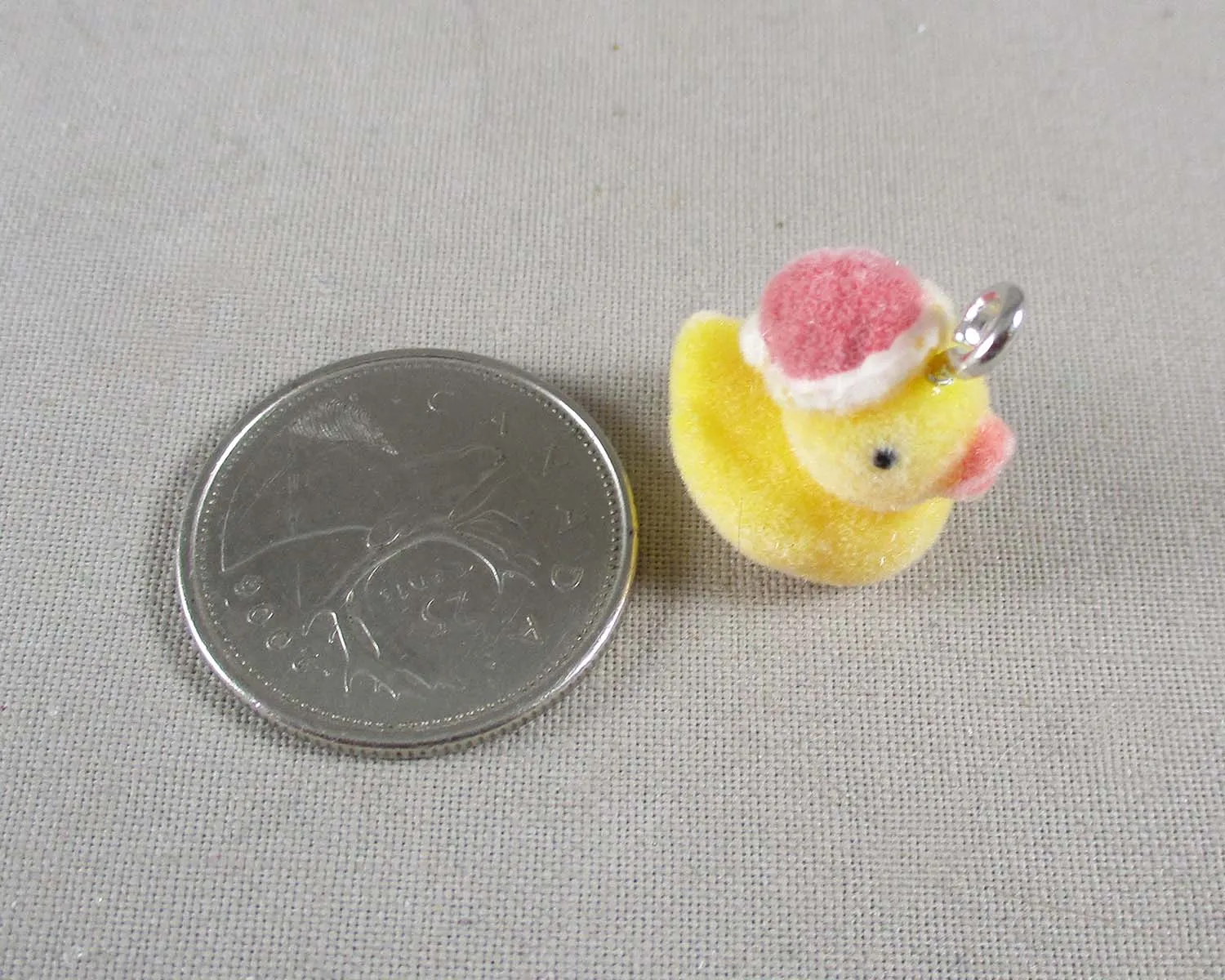 50% OFF!! Flocky Rubber Ducky with Santa Hat Charm 1pc (0985)