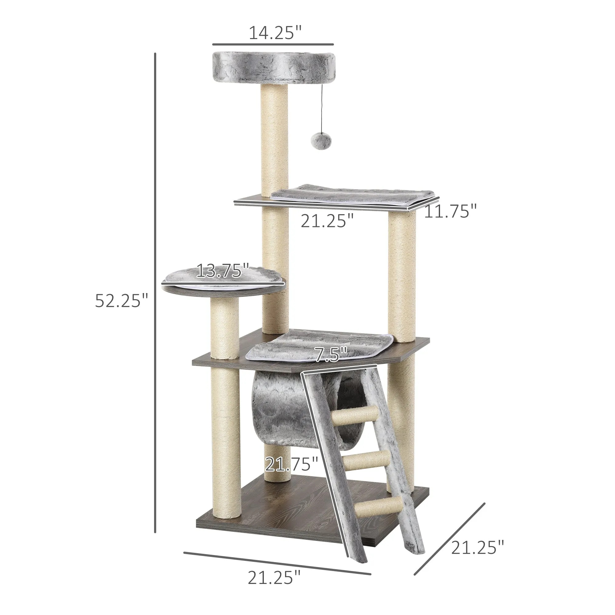 52" Cat Tree Condo Activity Center - Grey