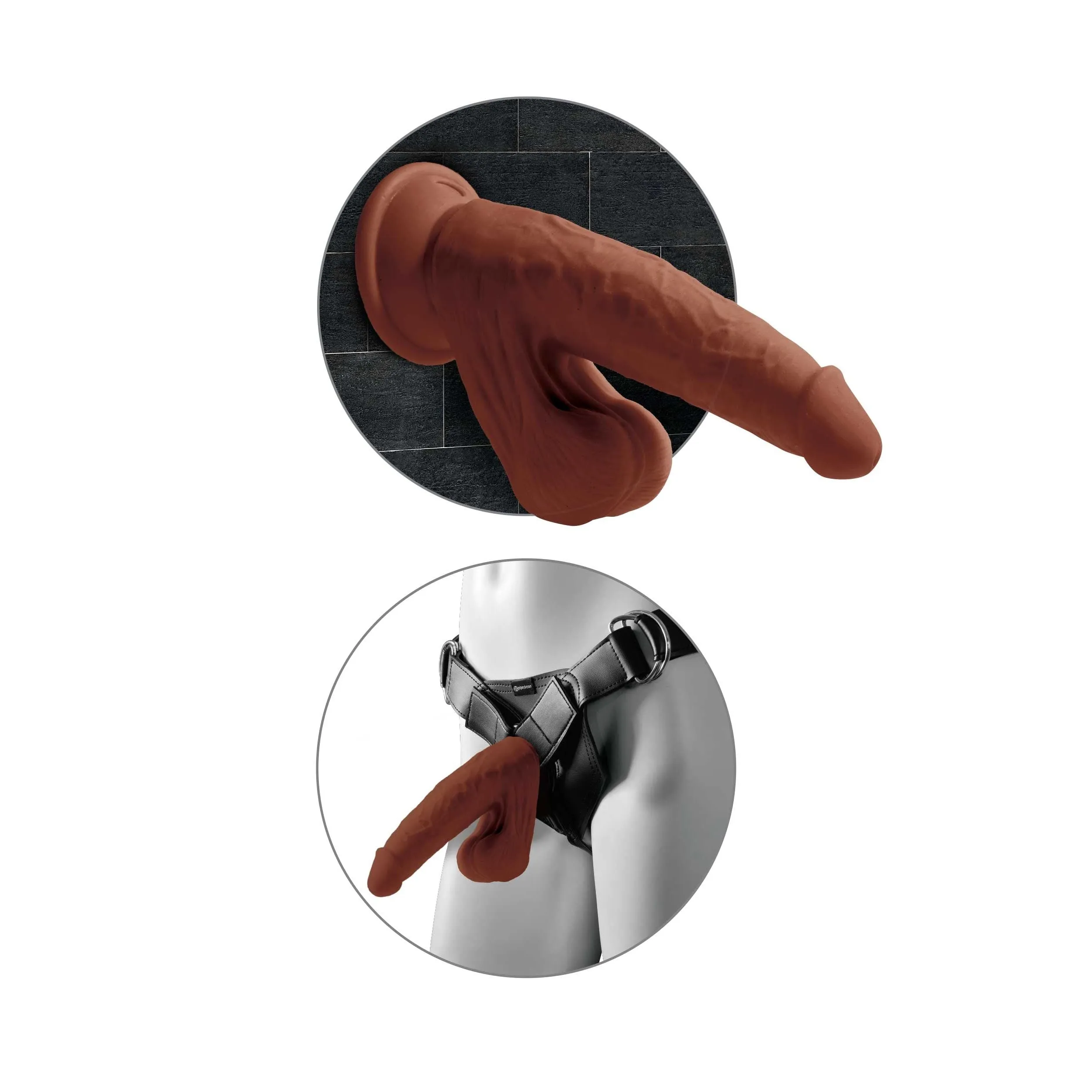 8 Inch Triple Density Cock With Swinging Balls -  Brown