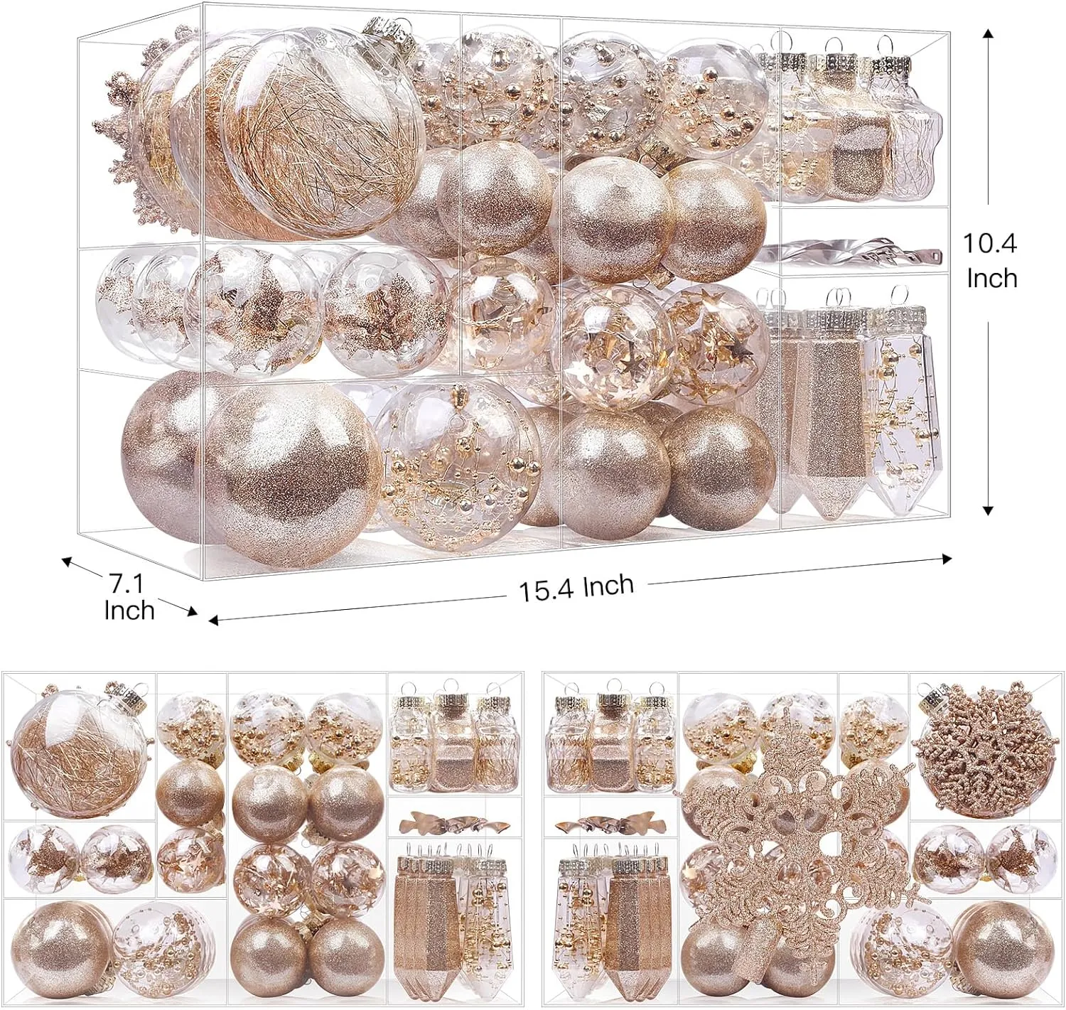 86pcs Christmas Shatterproof Plastic Clear Balls Ornaments Set