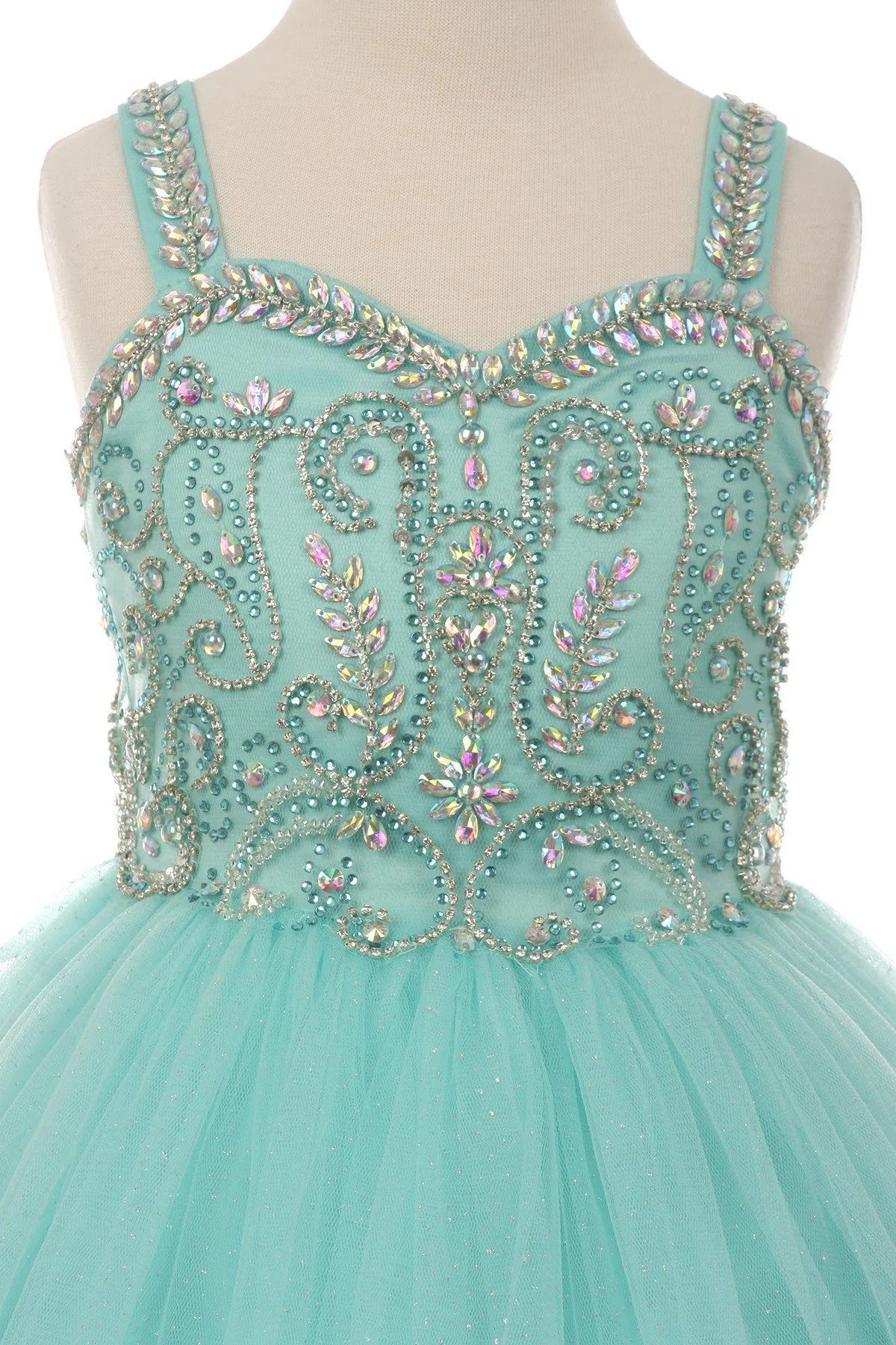 Beaded Girls Long Sweetheart Dress with Bolero by Cinderella Couture 5038