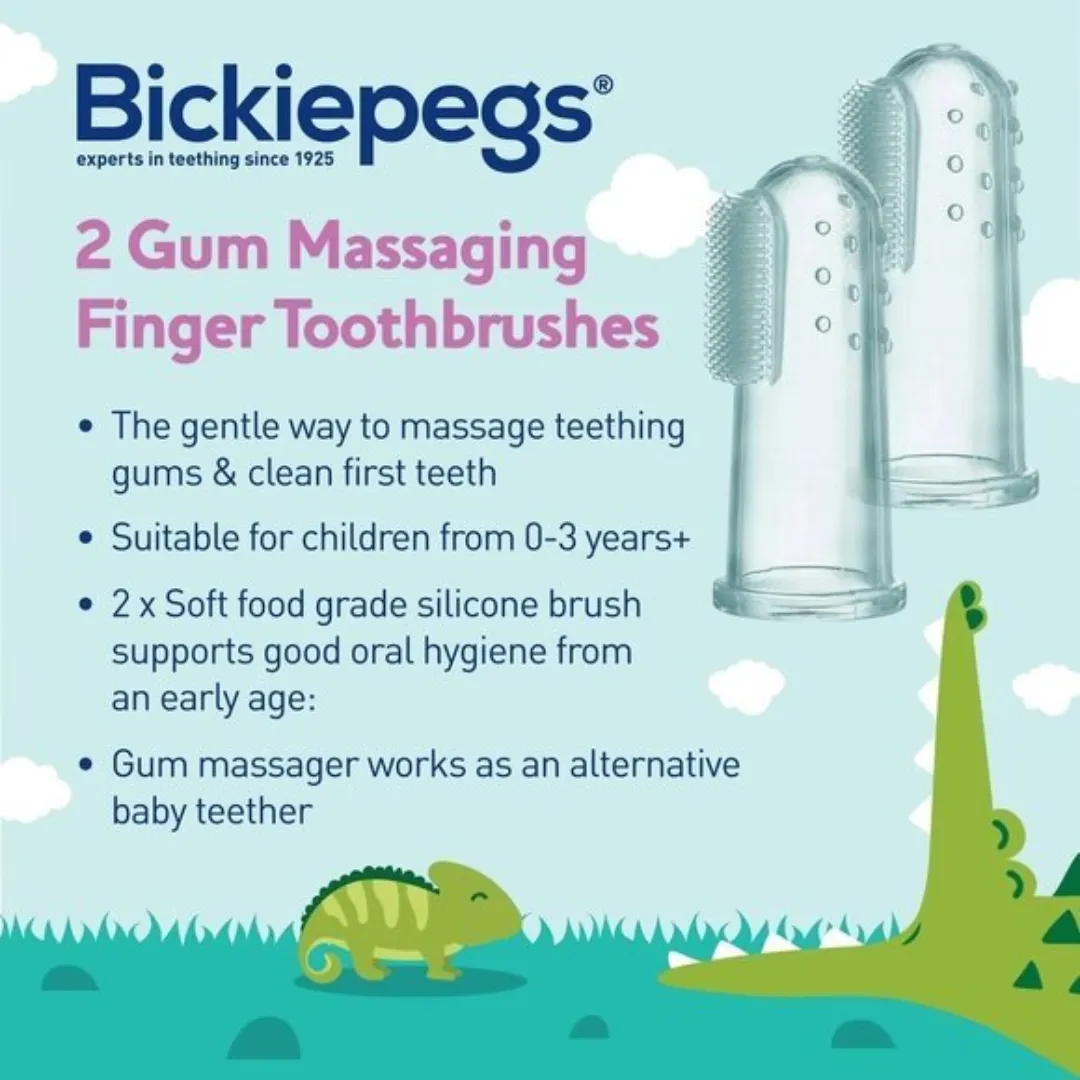 Bickiepegs 2 Gum Massaging Finger Toothbrushe 0  Months (T)