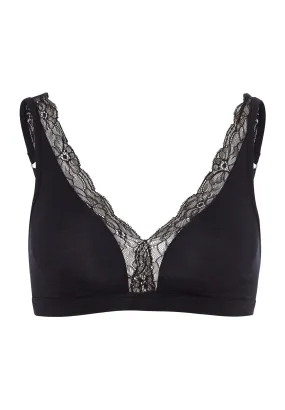 Cotton Lace Lace-Trim Soft Cup Bra | Black 72431-019