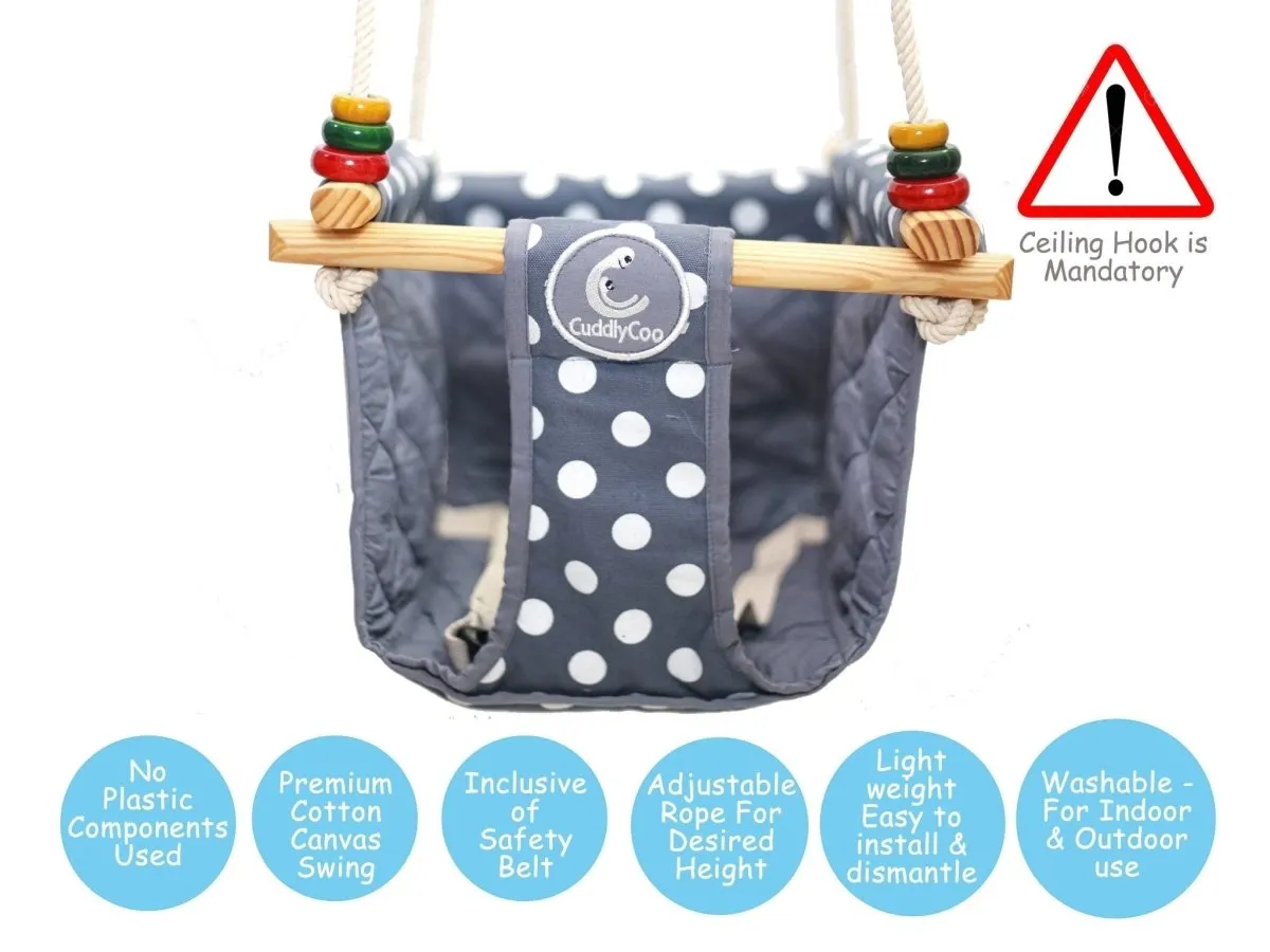 CuddlyCoo Toddler Swing - Grey Polka