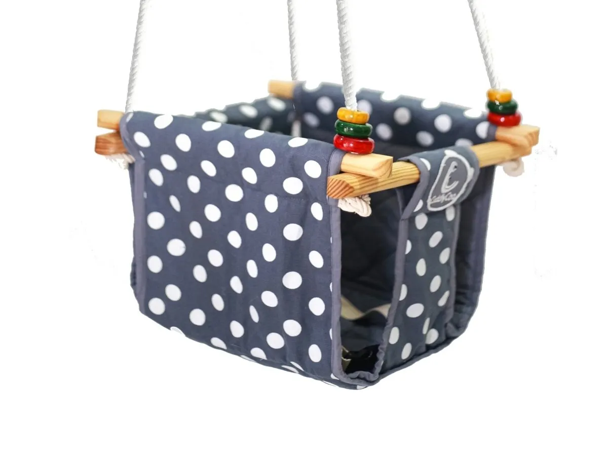 CuddlyCoo Toddler Swing - Grey Polka