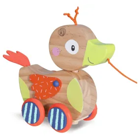 Eichhorn Pull-Along Duck Wooden Toy Quacking Moving Head Wings