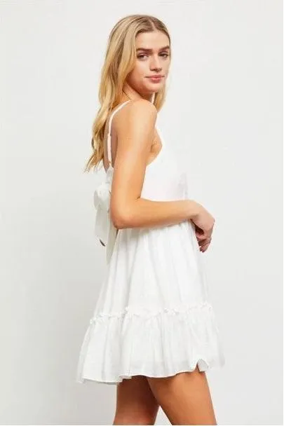 Lace Trimmed Tie Back Dress