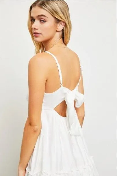 Lace Trimmed Tie Back Dress