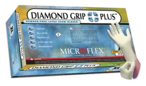 Microflex Medium Natural 9.5" Diamond Grip Plus 5.1 mil Latex Ambidextrous Non-Sterile Powder-Free Disposable Gloves With Textured Finish And Beaded Cuffs (100 Each Per Box)