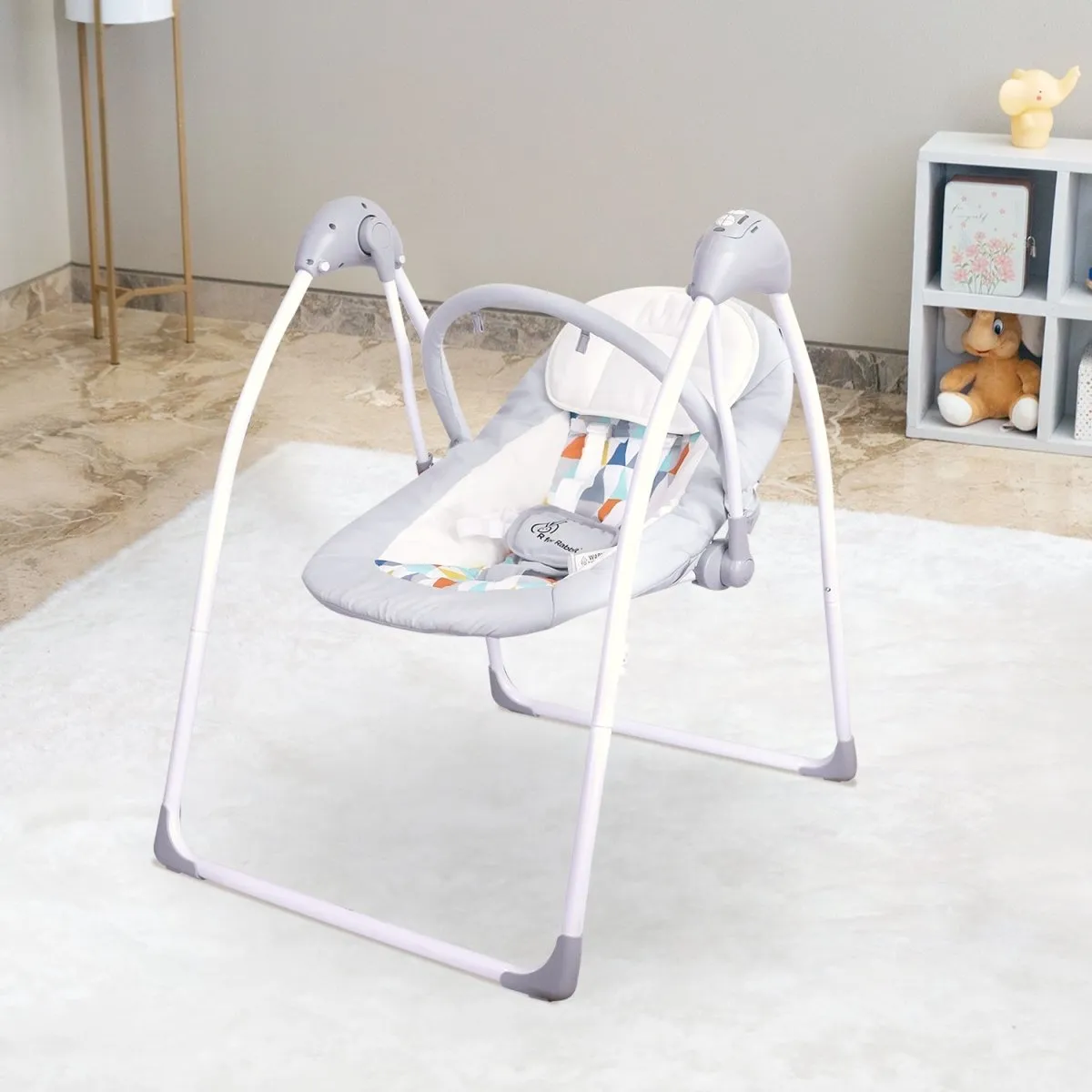 R for Rabbit Snicker Automatic Baby Swing- Grey Multi